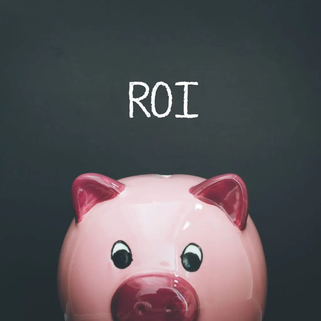 ROI and pink piggy bank